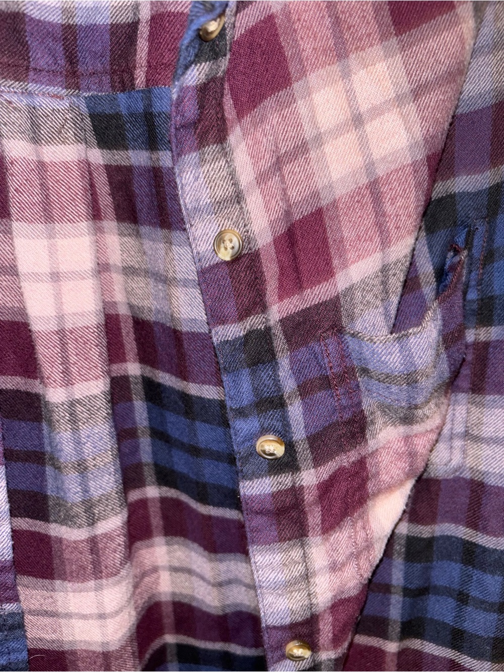 American Eagle Outfitters Plum and Navy Plaid Button-Down Shirt - Picture 4 of 5